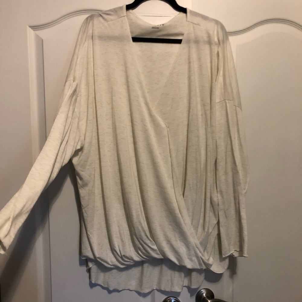 Hi low cross body long sleeve shirt